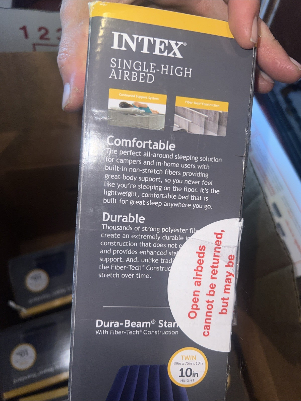 Intex Durabeam 10" Twin Size Air Mattress*111